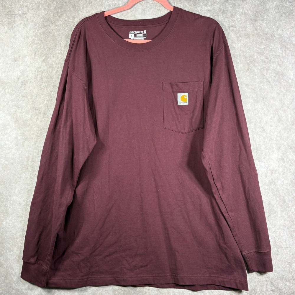 Carhartt‎ Dearborn Shirt Mens Large Purple Loose Fit Long Sleeve Workwear Pocket